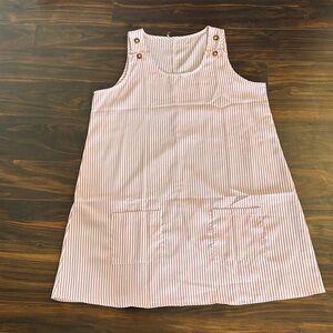 Pink and White Striped Buttoned Jumper Dress